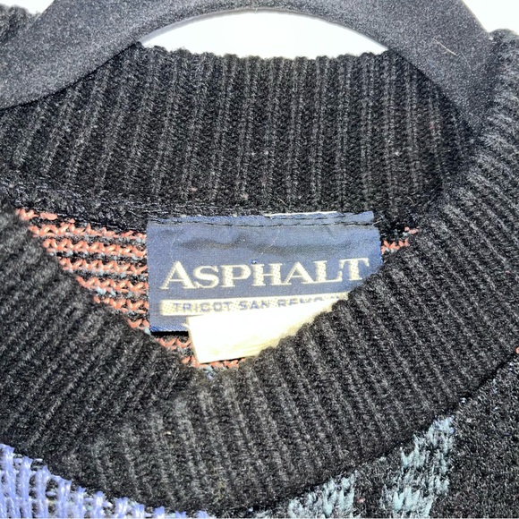 Vintage Asphalt Wool Blend Sweater Made in Canada Abstract Black Medium - Picture 4 of 10